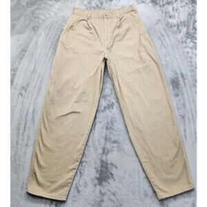 Vintage Johnny Cotton Pants Mens 33 Tan Khaki Pleated Chino Tapered Leg Office
